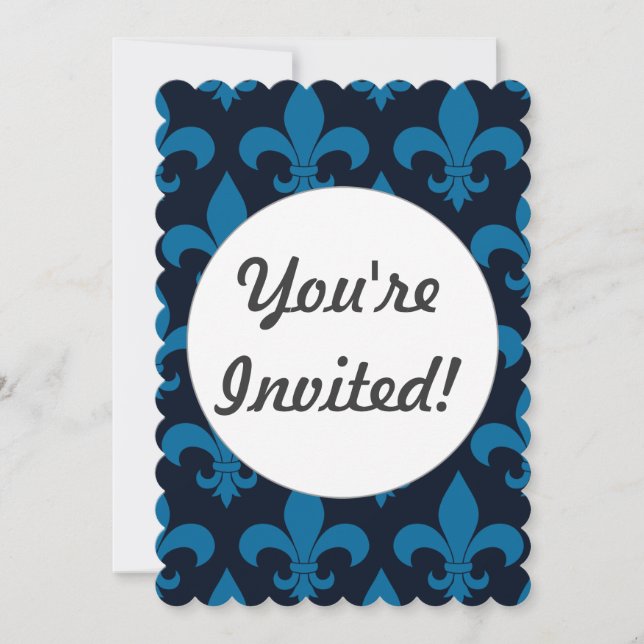 Invitación Clásico de patrón de flor de lis de Francia (Anverso)