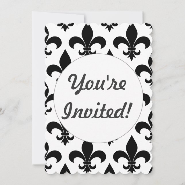 Invitación Clásico de patrón de flor de lis de Francia (Anverso)