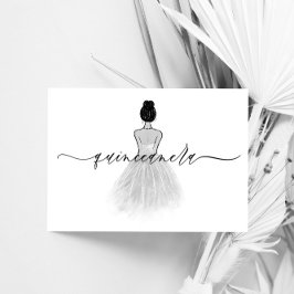 Invitación Clásico de Quinceanera Vintage blanco y negro