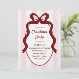 Invitación Clásico de rayas rosadas y marco de Navidad con la