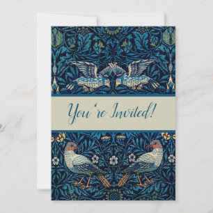 Invitación Clásico de tapiz de aves azules de William Morris