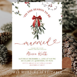 Invitación Clásico Desfile Nupcial de Navidad bajo el Muérdag