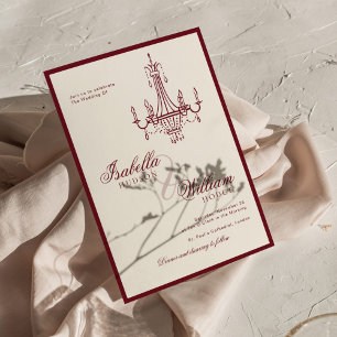 Invitación Clásico Dinero Antiguo Marfil Retro Atemporal Boda