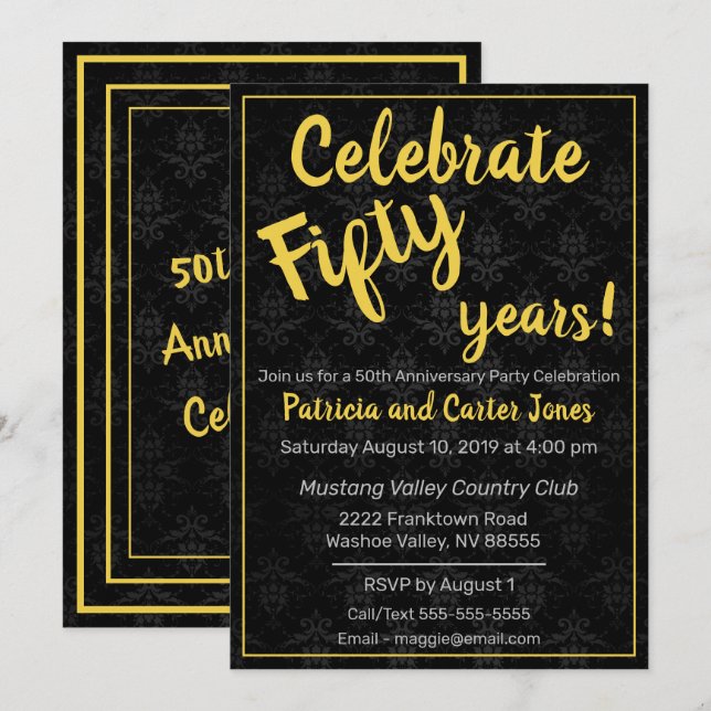 Invitación Clásico divertido 50 Aniversario (Anverso / Reverso)