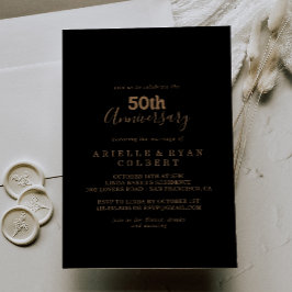 Invitación Clásico Dorado Mínimo 50 Aniversario de Boda