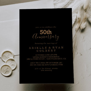 Invitación Clásico Dorado Mínimo 50 Aniversario de Boda