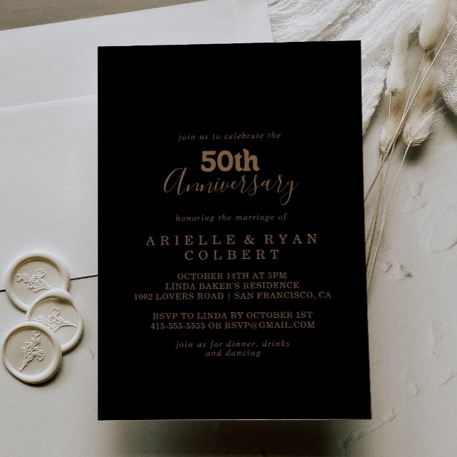 Invitación Clásico Dorado Mínimo 50 Aniversario de Boda (Subido por el creador)