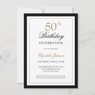 Invitación Clásico Dorado Negro Cumpleaños 50 