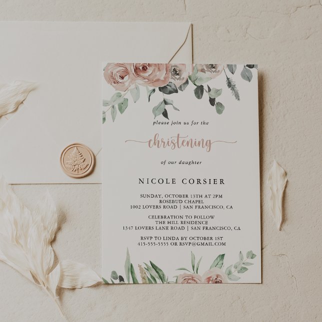 Invitación Clásico Dusty Rosa Floral Crowne (Subido por el creador)