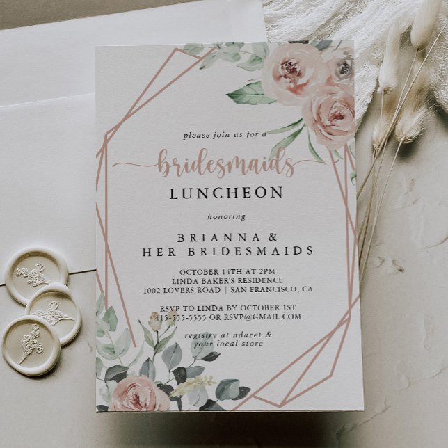 Invitación Clásico Dusty Rosa Rosa Bridesmaids Luncheon (Subido por el creador)