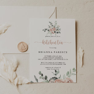 Invitación Clásico Dusty Rosa Rosa Cocina Tea Bridal Shower