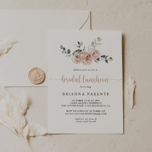 Invitación Clásico Dusty Rosa Rosa Floral Noche de novias