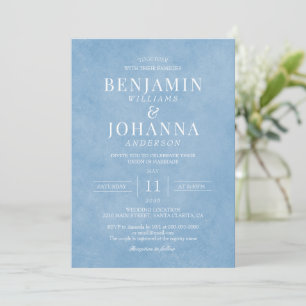 Invitación Clásico Elegante acuarela Cornflower Boda Azul