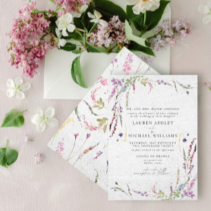 Invitación Clásico Elegante acuarela de flores silvestres for