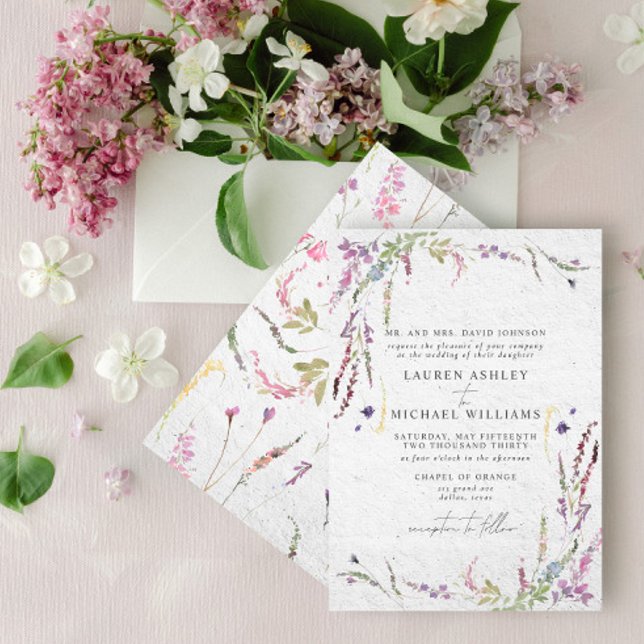 Invitación Clásico Elegante acuarela de flores silvestres for (Subido por el creador)