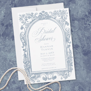 Invitación Clásico Elegante Arco Floral Azul para Despedida d