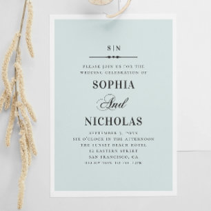 Invitación Clásico elegante azul boda náutica tradicional