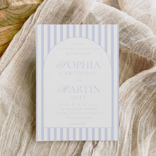 Invitación Clásico elegante azul rayado boda
