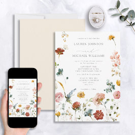 Invitación Clásico Elegante Boda de acuarela de flores de jar