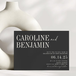 Invitación Clásico elegante Boda de guiones blanco y negro In