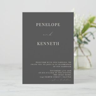 Invitación Clásico Elegante Boda de Letra Negra y Blanca