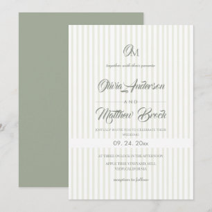 Invitación Clásico Elegante⎮Boda de Raya Verde Salvia
