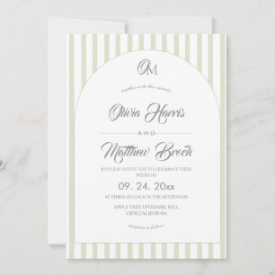 Invitación Clásico Elegante⎮Boda de Raya Verde Salvia