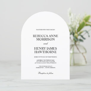 Invitación Clásico Elegante Boda Minimalista en Blanco y Negr