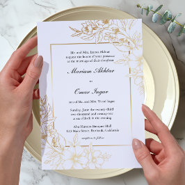 Invitación Clásico elegante Boda musulmán floral de oro
