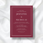 Invitación Clásico elegante Boda virtual formal de Borgoña<br><div class="desc">Clásico elegante invitación formal a la boda virtual en Borgoña</div>