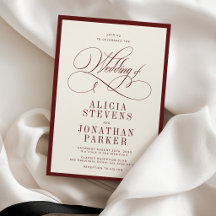 Clásico elegante burgundy marfil boda de dinero an
