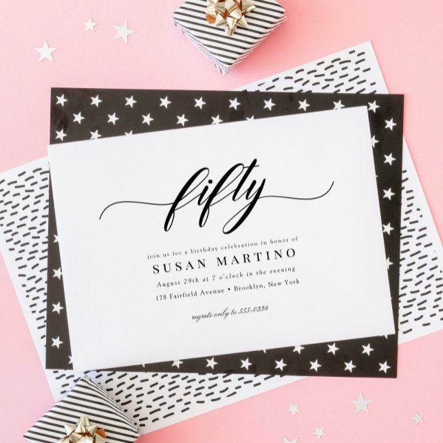 Invitación Clásico elegante caligrafía Script 50 cumpleaños (Subido por el creador)