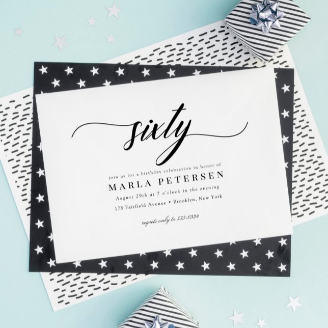 Invitación Clásico elegante caligrafía Script 60º cumpleaños (Subido por el creador)