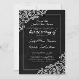 Invitación Clásico elegante con adornos florales para Boda