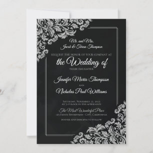 Invitación Clásico elegante con adornos florales para Boda