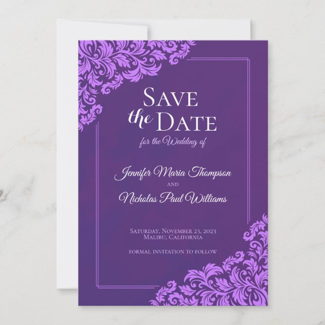 Invitación Clásico Elegante Con Adornos Florales para Boda  (Anverso)