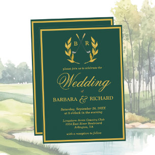 Invitación Clásico Elegante con Detalles Tema de Golf Boda