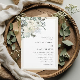 Invitación Clásico elegante crema marfil Boda floral