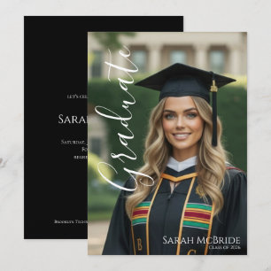 Invitación Clásico Elegante de Una Foto de Graduación