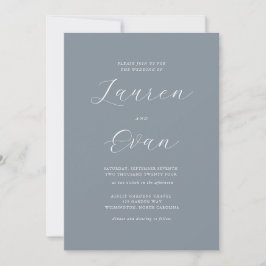 Invitación Clásico Elegante Dusty Azul Gris Romático 1 Boda