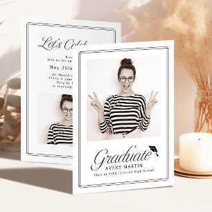 Invitación Clásico Elegante Escritura en Marco Foto Graduació