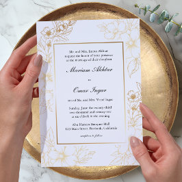 Invitación Clásico Elegante Floral Dorado Boda Musulmana Islá