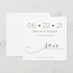 Invitación Clásico elegante gris oro Minimalista salva la fec