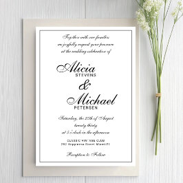 Invitación Clásico elegante guión boda en blanco y negro