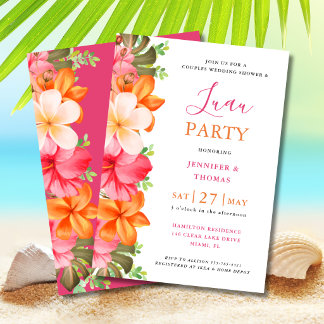 Invitación Clásico Elegante Lluvia de Novia para Parejas Trop