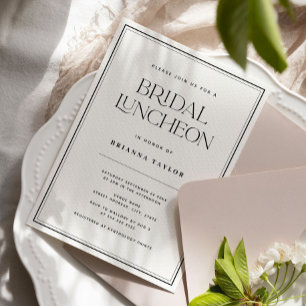 Invitación Clásico Elegante Lunch de Novias en Blanco y Negro