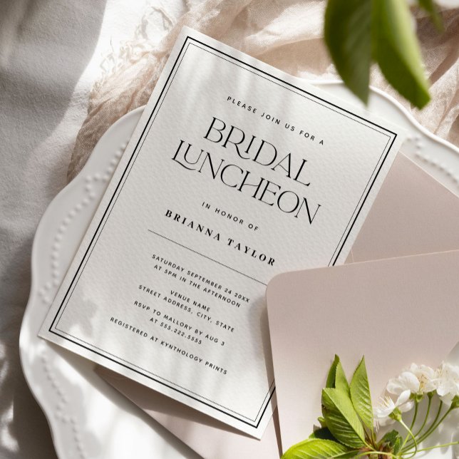 Invitación Clásico Elegante Lunch de Novias en Blanco y Negro (Subido por el creador)
