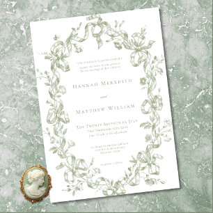 Invitación Clásico Elegante Marco de Bodas de Cinta Ovalada d
