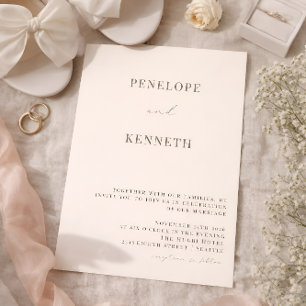 Invitación Clásico Elegante Marfil Negro Suave Escritura Boda