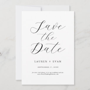 Invitación Clásico elegante negro y blanco salvan la fecha